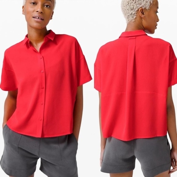 Lululemon Short Sleeve Button Down Casual Shirt Blouse - Picture 1 of 6